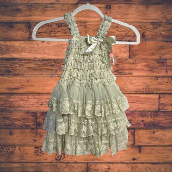 5 for $25🔥Lace Off White Tiered Lace Sleeveless Dress Girls Large - Picture 1 of 6